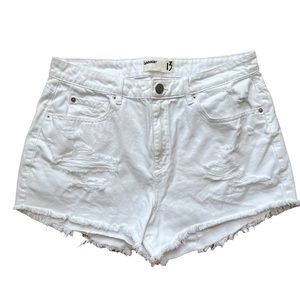 Womens’s Garage Festival White Distressed Cut-off Jean Shorts 13